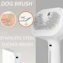 3-in-1 Self-Cleaning Steamy Pet Brush for Dogs & Cats, Fresh Fur Shower Brush That Removes Loose Hair, Reduces Shedding, Grooming Tool for Long & Short Hair, Wet or Dry Use (White)
