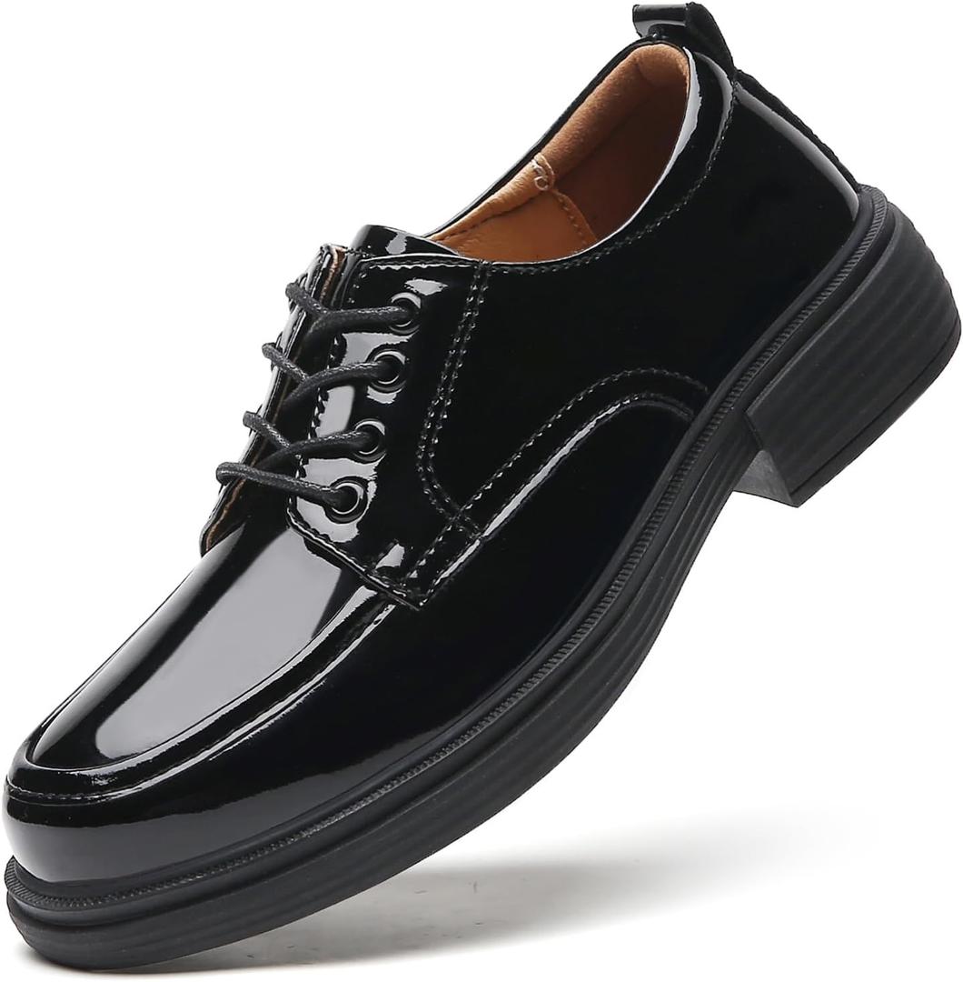 Oxford Shoes for Women Womens Oxford Shoes Lace-Up Round Toe Leather Flat Non-Slip Fashion Classic Business Casual Comfortable Dressy Office Work Ladies Shoes (7, 9035black)