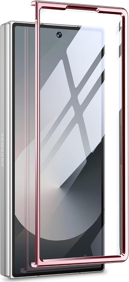 BERFY Magnetic for Samsung Galaxy Z Fold 6 Front Case Only with Screen Protector, Light Pink