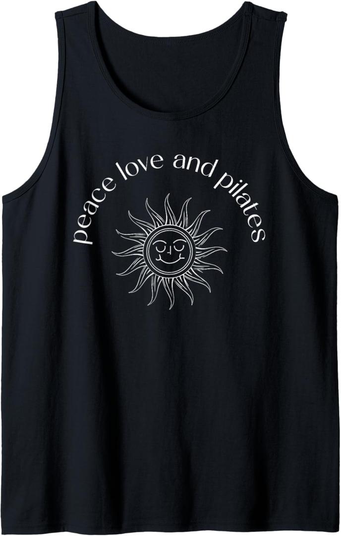 Peace Love And Pilates Meditation Instructor Pilates Tank Top (Small, Black)