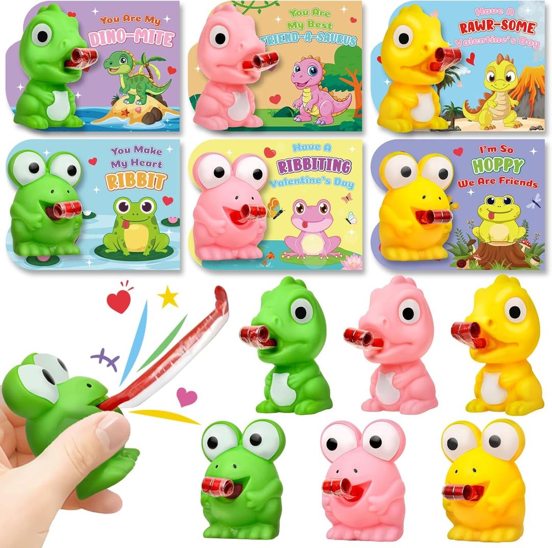 Valentines Day Cards for Kids School, 24 Pack Kids Valentines Greeting Cards with Animal Fidget Toys, Valentines Day Gifts For Kids Classroom Exchange, Boys Girls Valentine Party Favors Prizes