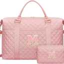 Gifts for Teen Girl, Initial Travel Duffle Bag, Personalized Women Weekender Overnight Bags, Gift for Daughter Kid Girl Wife FriendPink,M)