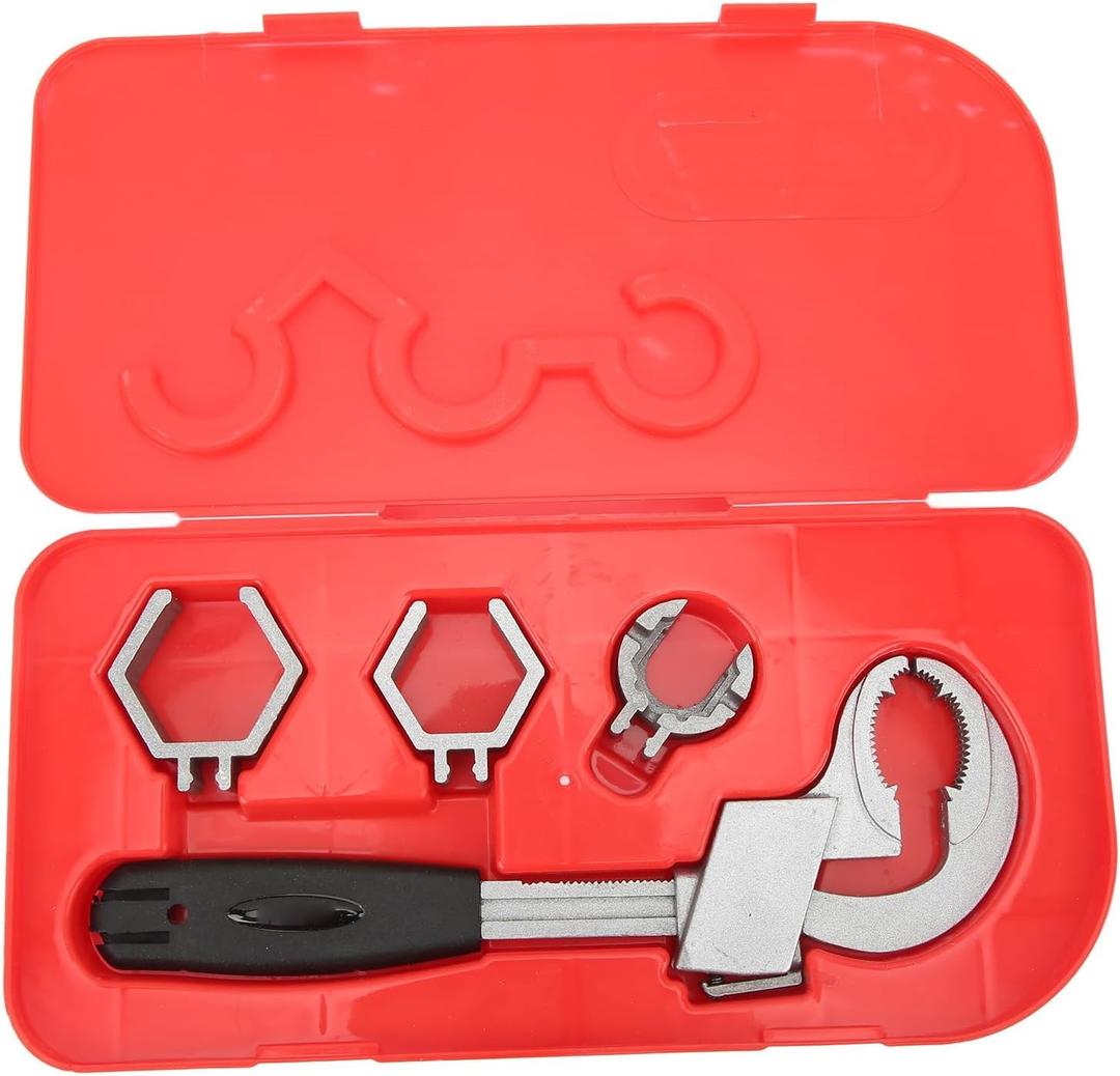 Multifunctional Sink Wrench for Plumbing Repair, Aluminum Alloy Adjustable Spring Wide Opening Faucet Spanner for Home Bathroom