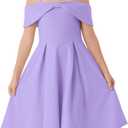 GRACE KARIN Girls Elegant Dress Off Shoulder A-Line Casual Party Dresses for 6-14 Years (Purple, 12Y)