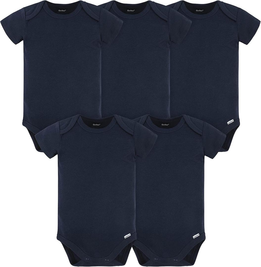 Gerber baby-boys Pack of 5 Onesies Multi-packs Bundle Interlock 180 Gsm (3-6 Months, Navy)