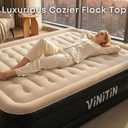 Queen Air Mattress with Built-in Pump, Elevated Inflatable Bed Black