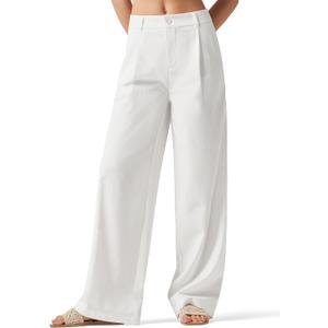 Willit Women's Linen Pants Wide Leg Work Dress Pants Casual Slacks Business Pants with Pockets 29" 31" (Size X-Large, White)