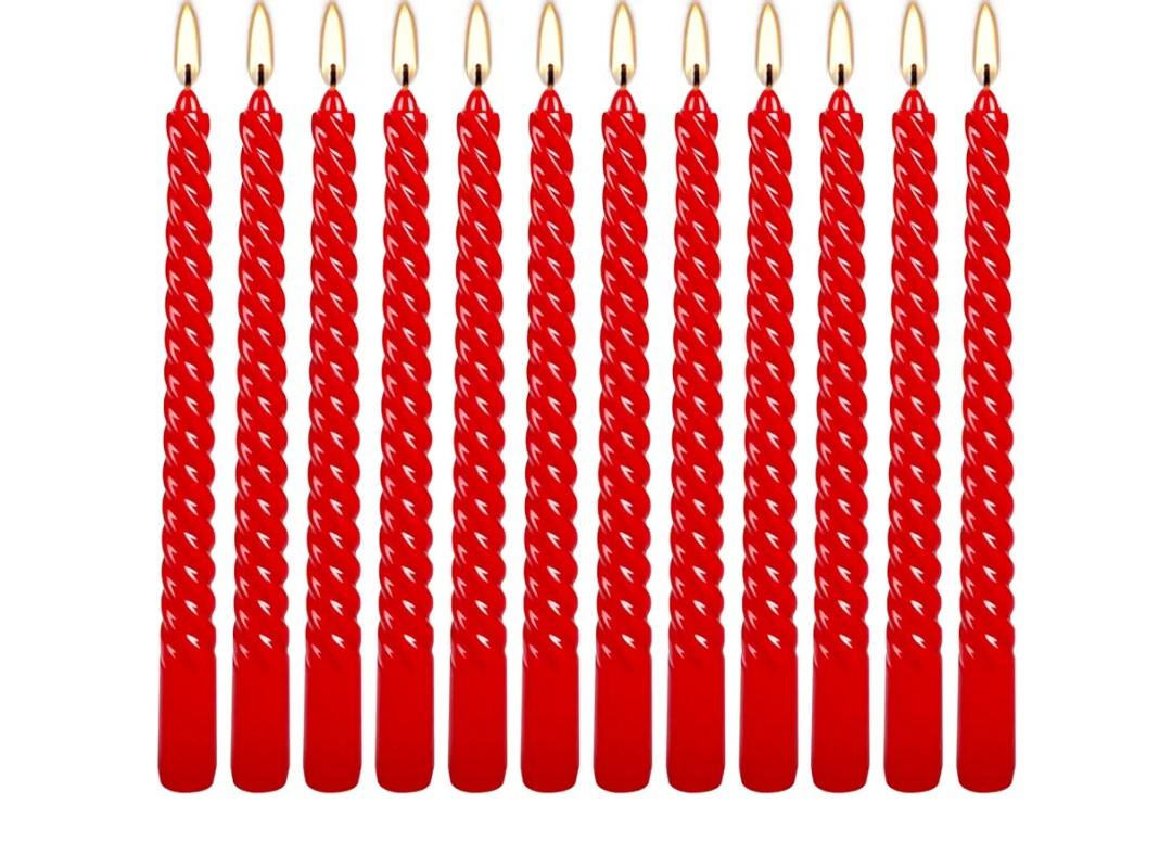 WPONSZU4.54.5 out of 5 stars(866)10 Inch Red Spiral Taper Candles Set of 12 Pack Unscented Dripless Candlesticks for Christmas,Dinner,Party,Brithday,Wedding and Home Decoration
