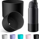 2PCS Silicone Water Bottle Boot for Owala 24oz 32oz 40oz, Anti-Slip Protective Sleeve Bottom Bumper Protector for FreeSip, Twist, and Flip Stainless Steel Water Bottles (Black)