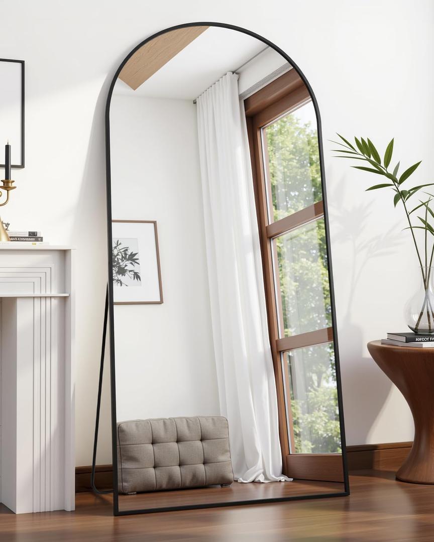 Suidia Full Length Mirror, 58"x21" Floor Standing Mirror Freestanding, Full Body Mirrors with Stand for Bedroom, Hanging Mounted for Living Room Cloakroom, Black, Arched Style Suidia Full Length Mirror, 58"x21" Floor Standing Mirror Freestanding, Full Body Mirrors with Stand for Bedroom, Hanging Mounted for Living Room Cloakroom, Black, Arched Style