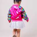 Girls Flip Sequin Jackets Kids Rainbow Sparkle Outwear Toddler Boys Glitter Sleeve Shiny Metallic Coat Birthday (Pink, XXXL)