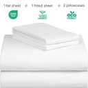 LuxClub Queen Sheet Set, 4PC Bed Sheets Queen Size, Deep Pocket Cooling Bed Sheets, Soft Hotel Luxury Bedding for Mattress Wrinkle Free, Silky Fitted Sheet & Pillowcase Sets, White