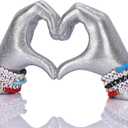 Glitter Heart Hands Sculpture - Silver Heart Hands Couples Bedroom Decor, Modern Coffee Table Centerpiece & Desk Decor Aesthetic