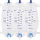 Easy-Tap Leg Bag Urinary Drainage Bag, 1000ml, Anti-Reflux Valve, Cloth Straps, Easy Flip Drain (Pack of 3)