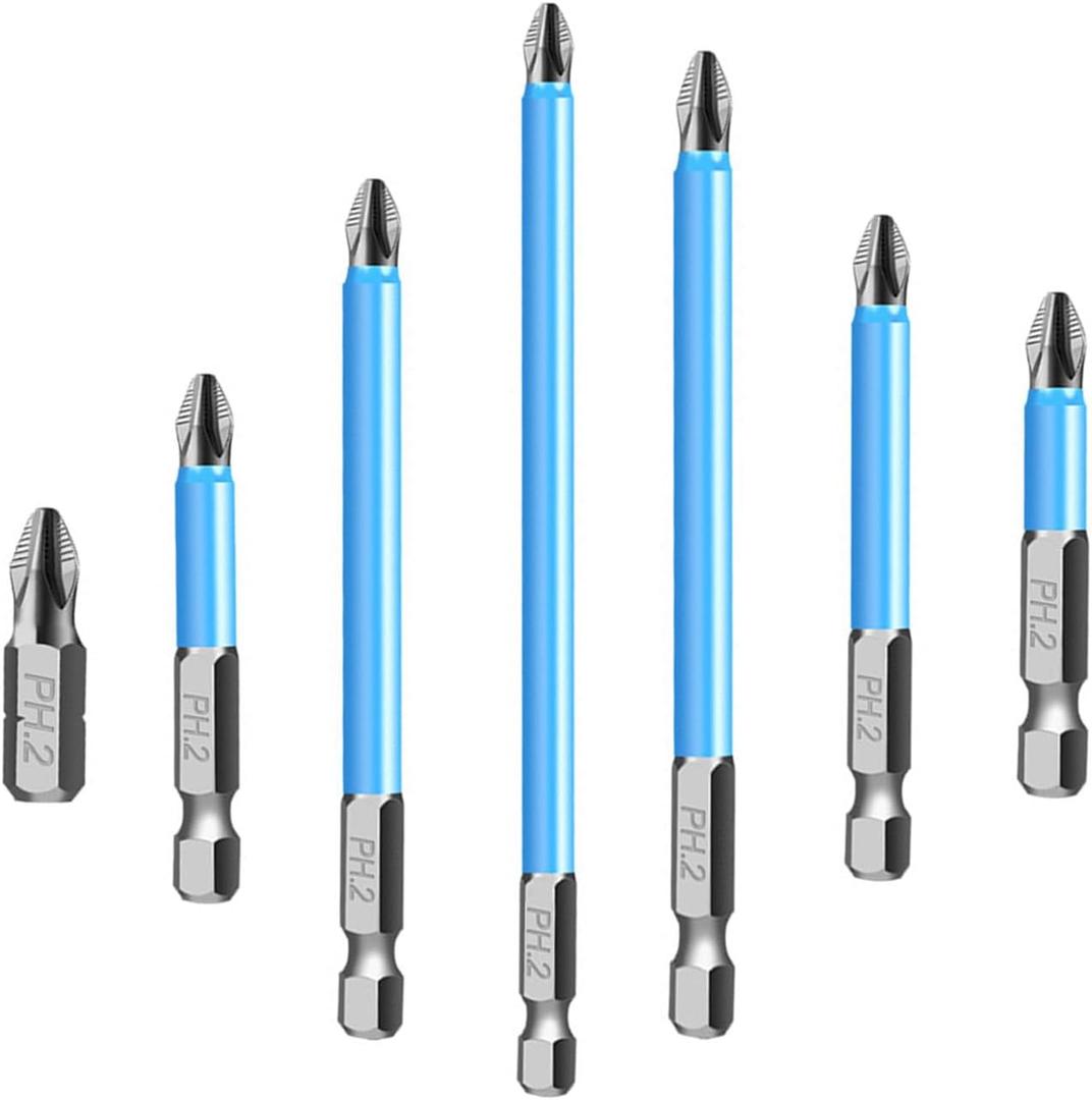 Strong Magnetic Durability Screwdriver Drill Bit Set, Anti-Slip Magnetic Electric Screwdriver Set, 7 PCS Magnetic Anti Slip Screwdriver Bit Set,25/50/65/70/90/127/150 mm Drill (Basic Model 7 PCS)