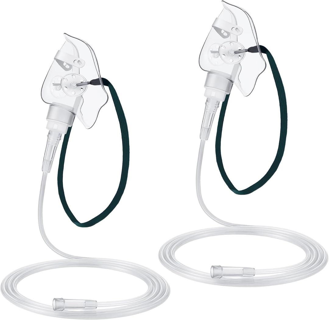 Geiserailie 2 PCS M (Pediatric) Oxygen Mask with 6.6 Ft Tubing and Adjustable Elastic Strap, Adult Oxygen Mask with Tubing, Transparent Masks for Face Adult