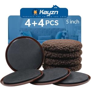 5" Furniture Sliders, 2-in-1 Furniture Movers Sliders with Hardwood Socks, 4+4 Pack - 4 Furniture Sliders for Carpet and 4 Hardwood Socks, Move Your Furniture Easily!