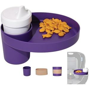 Travel Tray Oval USA Made Extend Your Current Cup Holder to Hold Your Cup Plus A Tray for Snacks, Toys and Accessories. Use in a Car Seat, Booster, Stroller, Golf Cart, Outdoor Chair, Purple