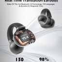 AI Translation Earbuds Real Time, 3-in-1 Translator Earbuds 150 Languages & Accents,language translation earbuds, fit iOS and Android, Open-Ear Clip-On Design Fit for Business Travel Learning(Black)