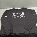 Halloween Funny Skeleton Hands That Form A Heart Sweatshirt, Black, XXL