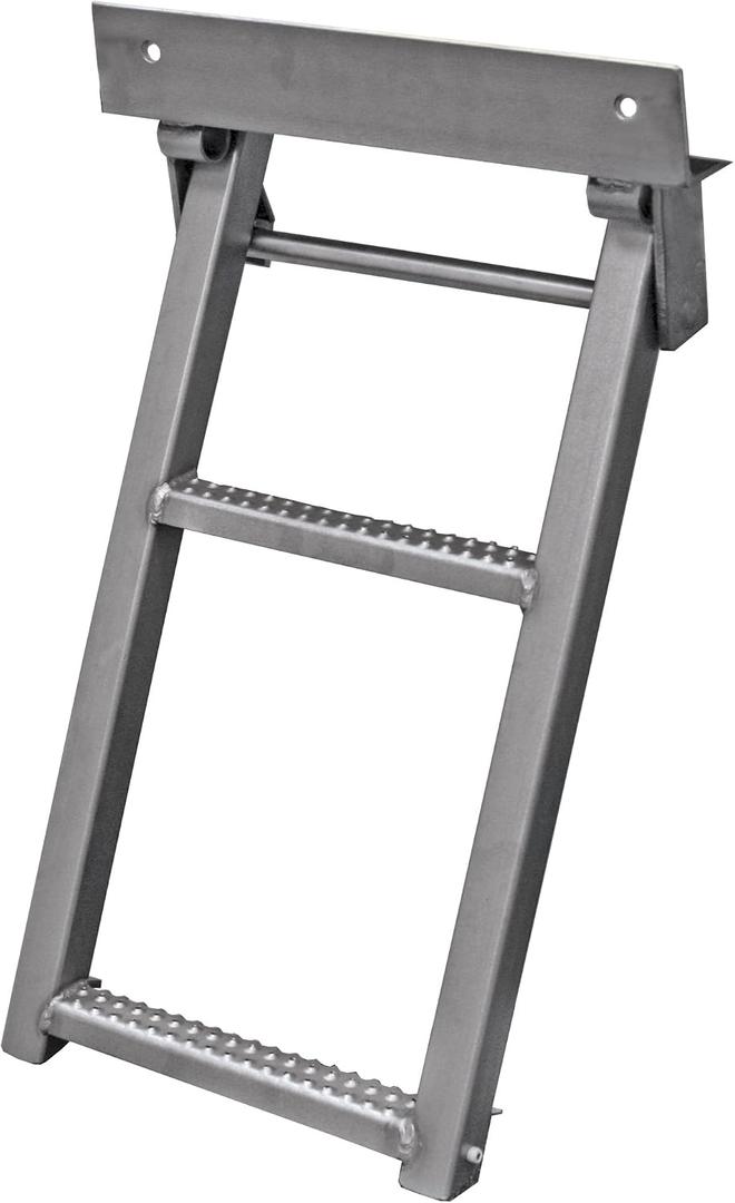 Buyers Products RS2SS Stainless Steel 2 Rung Retractable Truck Step, 17.38 x 30.25 Inch, Non Slip Treads, 14 Inch Bolt Center, 400 lb Capacity, Finish, Folds Away, Durable for Trucks & Trailers