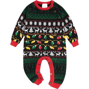 UNICOMIDEA Baby Ugly Christmas Outfit 0-24 Months Sweater Infant Knitted Xmas Romper