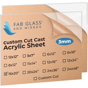 Fab Glass and Mirror Pack of 2 Plastic PET Acrylic Sheet 16"x20" (3mm) Thick, Use for Sneeze Guard, DIY Craft Projects, Plexiglass for Home Dcor, Welcome Sign Boards, Clear 2 (ACR3M16X20RC)