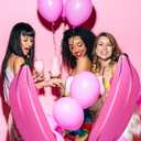 Leitee 16 Pcs Inflatable Banana Ring Toss Party Favor for Women Include 4 Pack Inflatable Banana with 12 Pcs Plastic Toss Rings Niqht for Adults Swimming Pool Decorations
