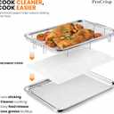 Air Fryer Basket for Oven, Stainless Steel Air Fryer Tray for Oven with Mini Silicon Mitts & Parchment Papers, Oil-Free Healthy Cooking & Baking, Dishwasher Safe