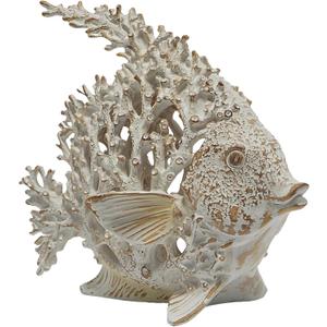 VVGIFTS Beach Coastal Decor Coral Reef Angelfish Home Office Desk Decor Sculpture Statue for Tabletop Shelf Bathroom Decoration Ornament Gift (White)