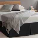 LUX Décor Twin Bed Skirts 16 Inch Drop - Brushed Microfiber Pleated Bed Skirt - Easy Fit, Wrinkle & Fade Resistant (Twin, Black)