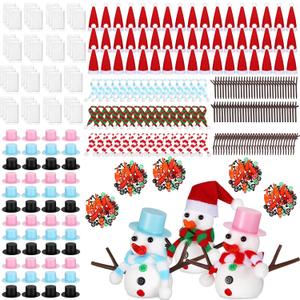 Barydat 48 Pack Snowman Craft Kit Christmas DIY Build Snowman Decorating Kit Modeling Clay Hats Buttons Scarfs Foam Balls Craft Supplies for Home Xmas Party