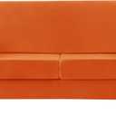 CONRUSER Stretch Sofa Slipcover, Soft Velvet Sofa Covers for 2 Cushion Couch Thick Furniture Protector for Pets & Kids (Orange, M)