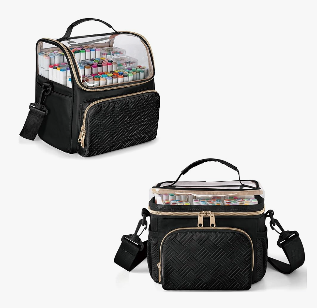 Large Marker Organizer Case for 180 Markers and Travel Carrying Case for 100, Black