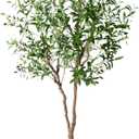 6FT Faux Olive Tree with Decorative Planter, Olive Trees Artificial Indoor with Textured Trunk, Silk Leaves and Olive Fruits, Fake Plants for Living Room, Entryway and Office Decor