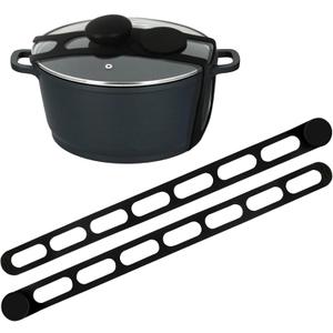 2 x 2PCS Silicone Lid Latch for Pots - Universal Lid Latch Strap for Crockpot, Crock Pot Lid Strap, Crockpot Locking Lid, Slow Cooker Lid Lock, Silicone Travel Latch for Casserole Dishes and Pans