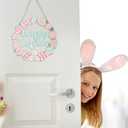 Easter Wreaths for Front Door, Colorful Bunny Eggs Wood Wreath, Wood Easter Decorations for Home, Happy Easters Sign for Indoor Outdoor Decor