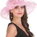 SAFERIN Women's Organza Church Kentucky Derby Fascinator Bridal Tea Party Wedding Hat (Pink)