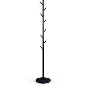 Coat Rack Freestanding Metal Clothing Rack Modern Clothes Organizer with 8 Coat Hooks Space-Saving Hall Tree for Entryway, Bedroom, Office Sturdy Minimalist Coat Hanger & Garment Rack (Black)