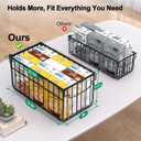 MSERCUOR Freezer Organizer Bins, 4 Pack Stackable Deep Chest Freezer Organizer Bins, Foldable Baskets with Handles, Black Storage Container Baskets for 5/ 7 Cu.FT Deep Freezer Sort Frozen Meats
