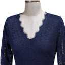 MISSMAY Women's Formal Floral Lace 2/3 Sleeves Long Evening Party Maxi Dress (Blue, M)