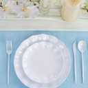 LIYH 20 Pcs Scalloped Plastic Plates Reusable 10 In - White Scalloped Plastic Dinner Plates Camping Unbreakable Outside Plate Dishwasher Safe for Wedding Party Birthday Picnic - BPA Free