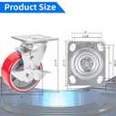 Nefish 5 Inch Industrial Casters Wheels, Heavy Duty Casters 2 Pack, No Noise Polyurethane Wheel on Steel Hub, 1000 Lbs Load Capacity Per Swivel Casters with Brake for Dollies, Platform Trucks