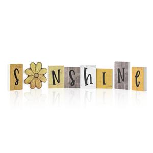 Smile 8Pcs Spring Summer Decor Indoor Wooden Sign, Sunshine Sunflower Farmhouse Style Shelf Accents for Spring Holiday Home Decoration