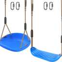 SELEWARE 2 Pack Heavy Duty Plastic Swing Seats with Adjustable Rope & Quick Connect, Replacement Swing Set Accessories for Kids and Adults, Indoor/Outdoor Backyard Playground Tree Swing, Blue