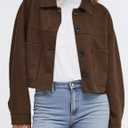 PRETTYGARDEN Women's Faux Suede Cropped Jacket Casual Lightweight Fall Fashion 2026 Winter Coats Outerwear Trendy Clothes (Brown, M)