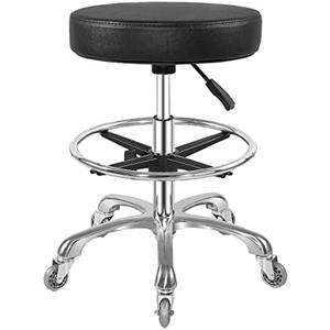 Ainilaily Rolling Stool with Wheels Heavy Duty Hydraulic for Shop Kitchen Work Lash Tattoo Lab Medical Guitar,Tattoo Artist Chair Lash Stool (Black,with Foot Rest)