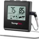 TempPro TP16 Large LCD Digital Meat Thermometer for Cooking, Smoking, Grilling, BBQ Food Temperature Indicator with Clock Timer and Stainless Steel Probe, Black(Previously ThermoPro)