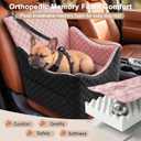 JOEJOY Elevated Dog Car Seat for Small/Medium Dogs up to 35 lbs, Memory Foam Booster Seat with Detachable Washable Cover, Travel-Safe Car Bed with Safety Belts & Storage Pockets, Pink