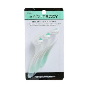 About Body Bikini Shavers - 3 Gentle Beauty Groomers, Japanese Steel Razor Ideal for Shaving, Exfoliating and Trimming Intimate Areas, Skin-Soothing Aloe Moisture Pad Gently Glides Along Skin, Pack of 3